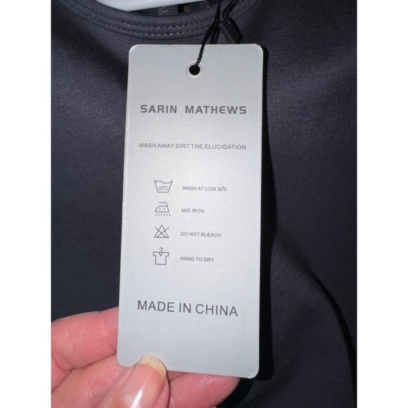 NWT Sarin Mathews Air Essentials Dark Gray Wide-Leg Jumpsuit Keyhole Back Casual - Picture 12 of 16